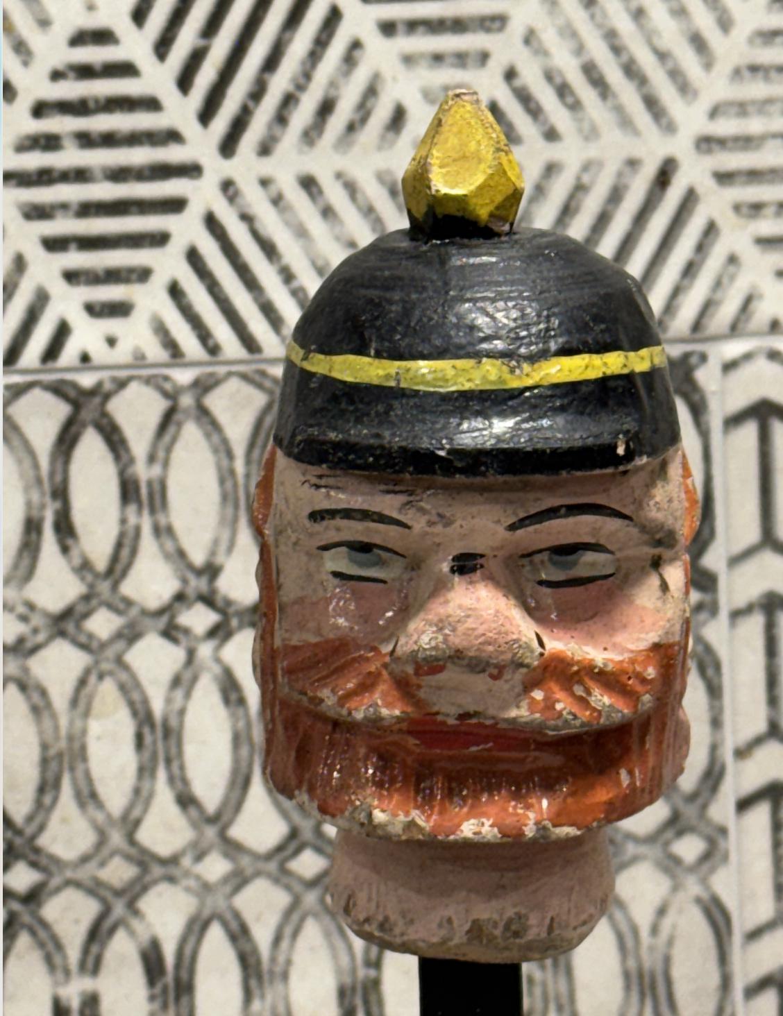 Antique Hand Carved Toy Puppet Head - Punch & Judy Constable