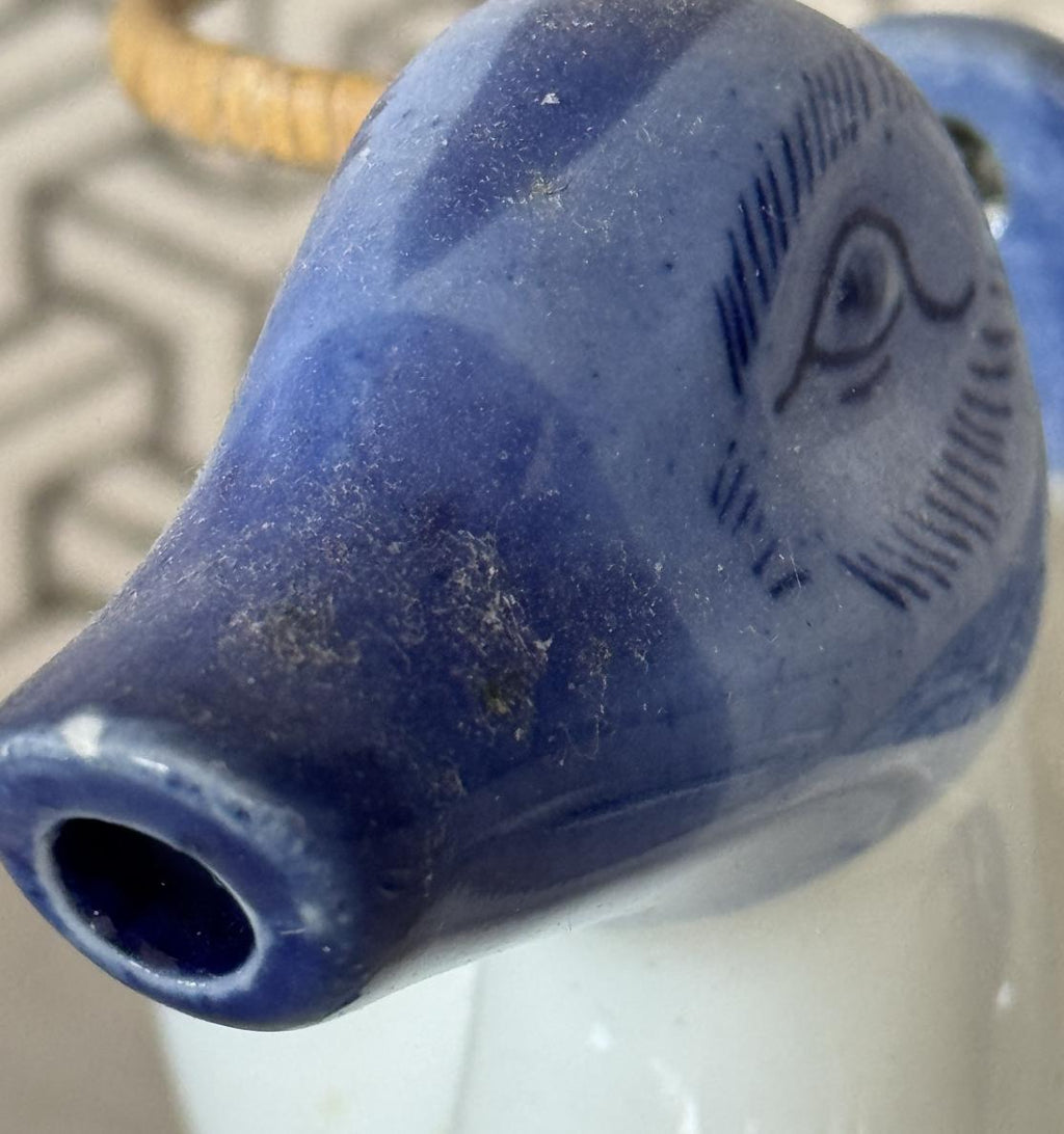 Vintage Blue & White Porcelain Duck Teapot – Hand-Painted Chinoiserie Style