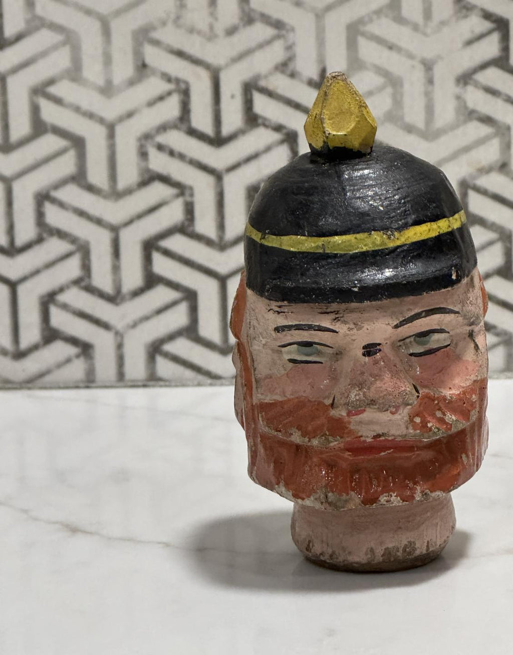 Antique Hand Carved Toy Puppet Head - Punch & Judy Constable