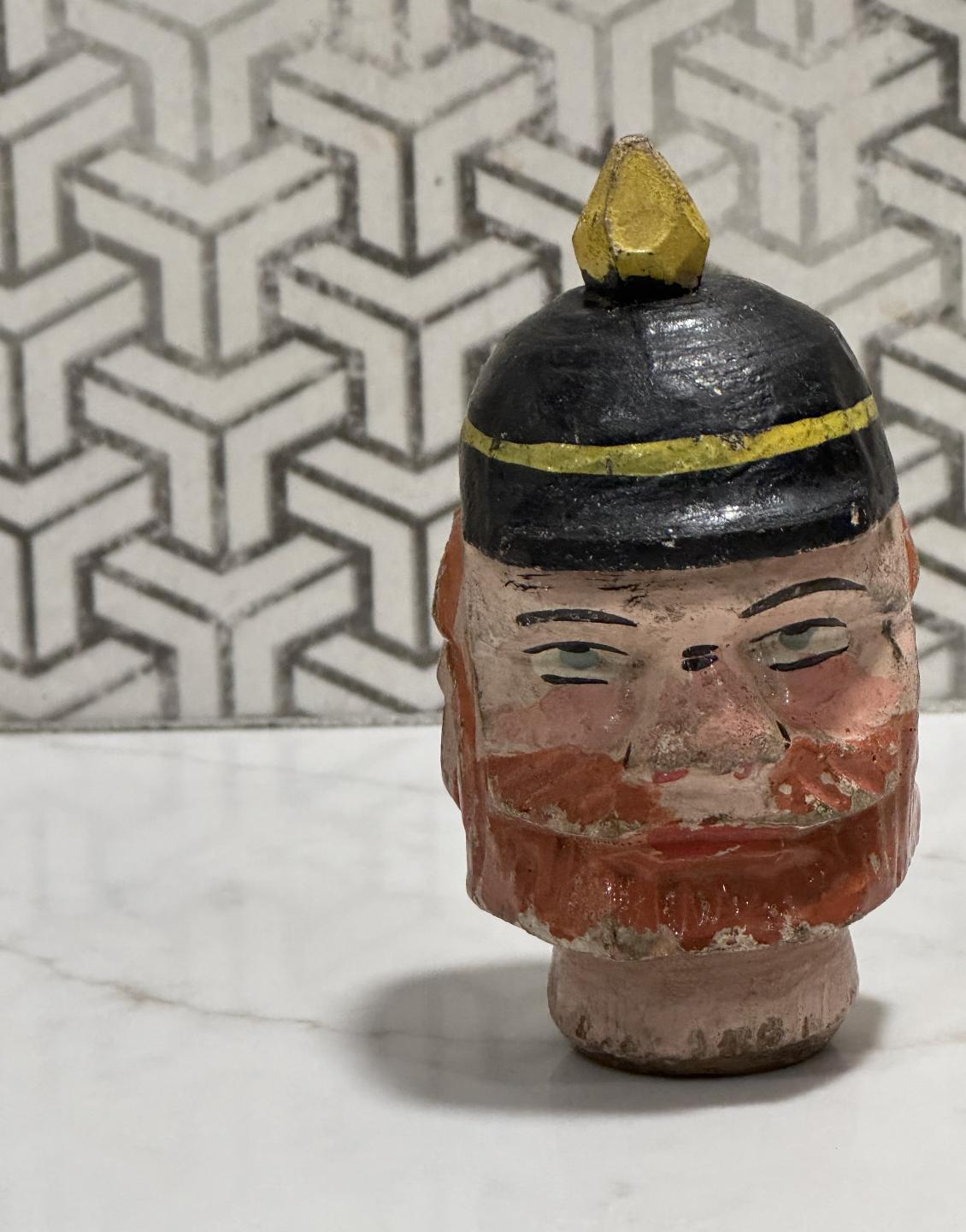 Antique Hand Carved Toy Puppet Head - Punch & Judy Constable