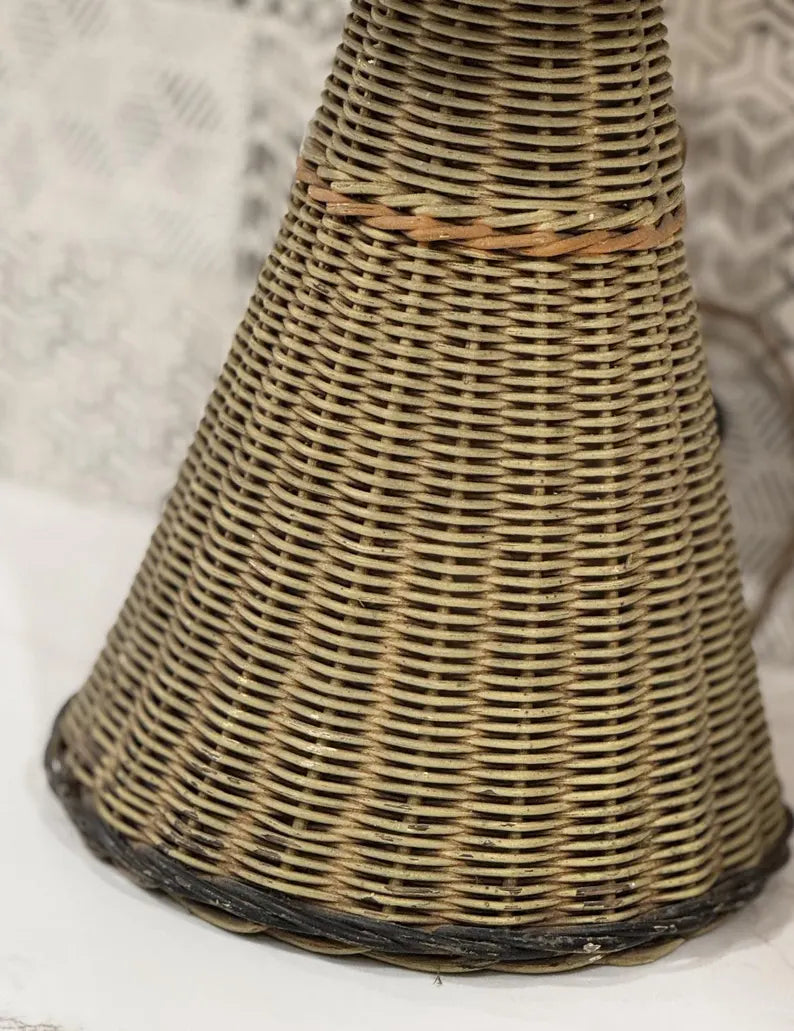 Vintage Heywood-Wakefield Wicker Mushroom Lamp | Art Deco Table Lamp