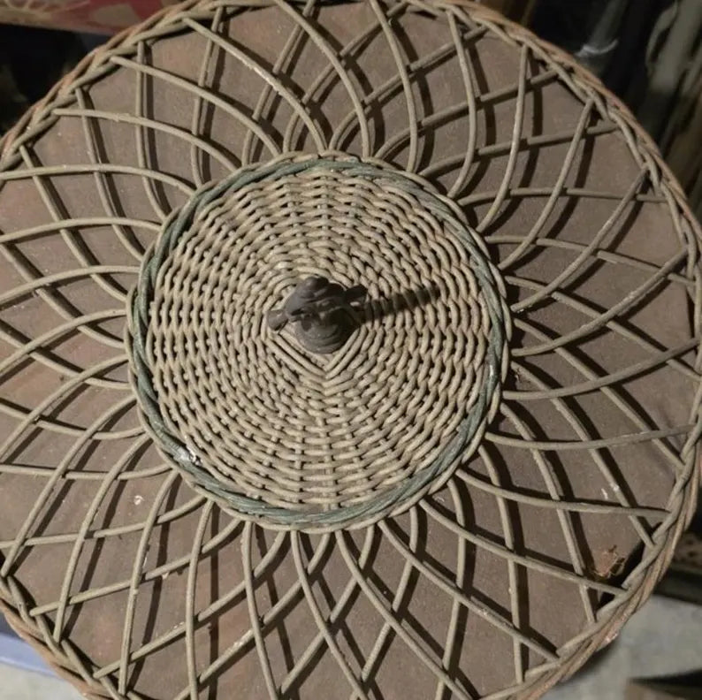 Vintage Heywood-Wakefield Wicker Mushroom Lamp | Art Deco Table Lamp