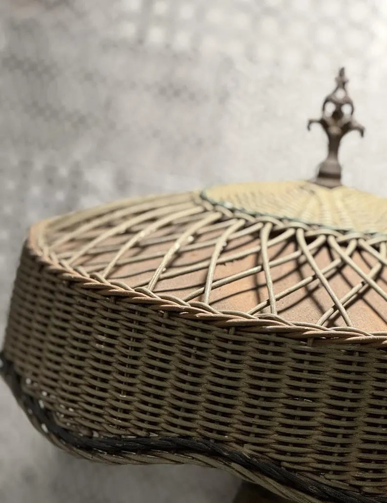 Vintage Heywood-Wakefield Wicker Mushroom Lamp | Art Deco Table Lamp
